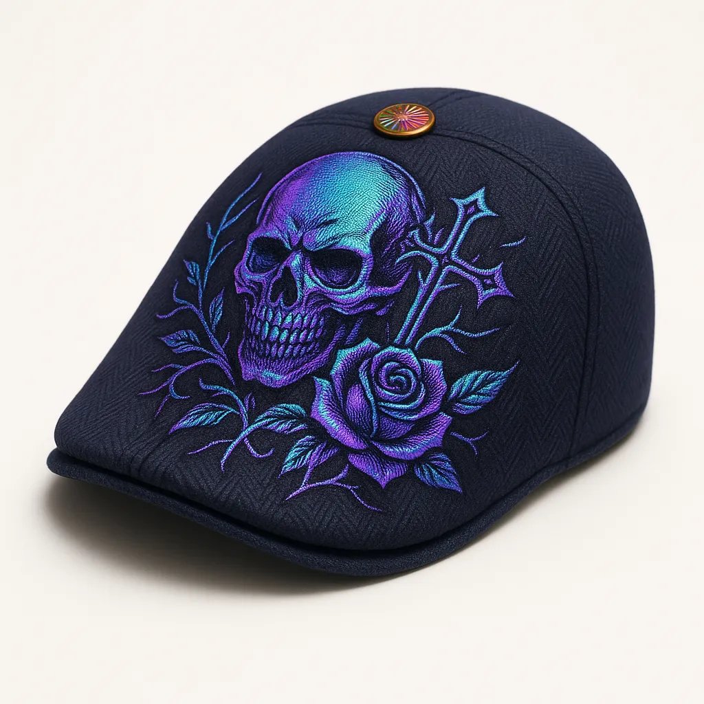 🔥LAST DAY 50% OFF - 💀Handcrafted Skull & Thorn Flat Cap