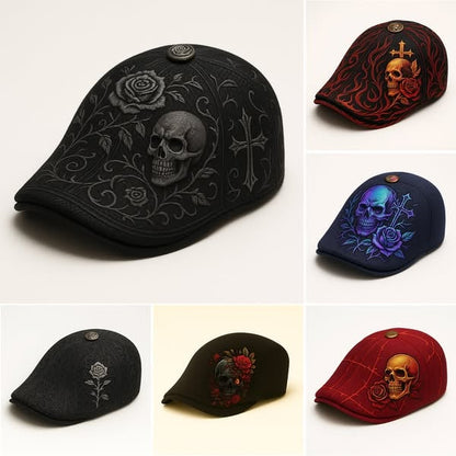 🔥LAST DAY 50% OFF - 💀Handcrafted Skull & Thorn Flat Cap