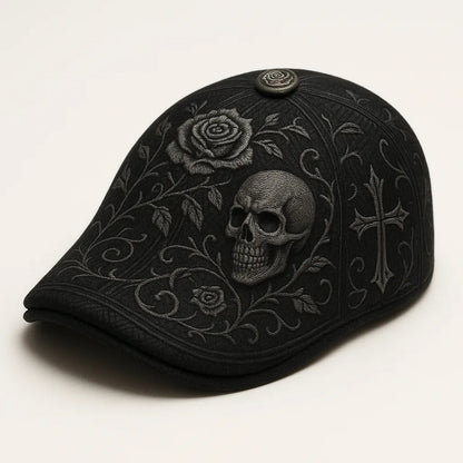 🔥LAST DAY 50% OFF - 💀Handcrafted Skull & Thorn Flat Cap