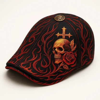 🔥LAST DAY 50% OFF - 💀Handcrafted Skull & Thorn Flat Cap