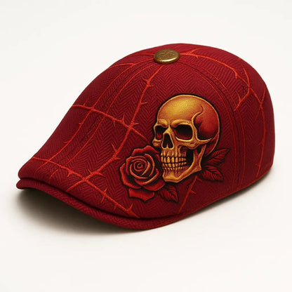 🔥LAST DAY 50% OFF - 💀Handcrafted Skull & Thorn Flat Cap